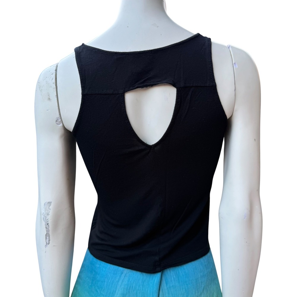 U2B Tank Top Keyhole Back Cutout Lightweight Black Y2K Indie Sleaze Gothic S
